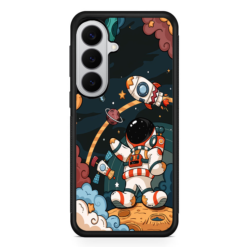 Space Astronaut on Galaxy Samsung Galaxy S26 Case | Protective Rubber Cover
