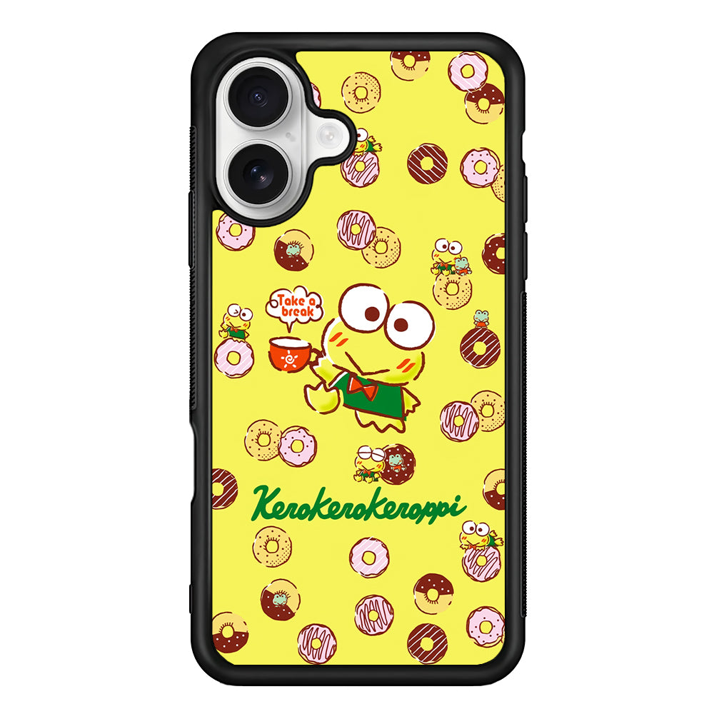 Kerokerokeroppi Take a Break iPhone 16 Plus Case | Durable Protective Rubber Cover
