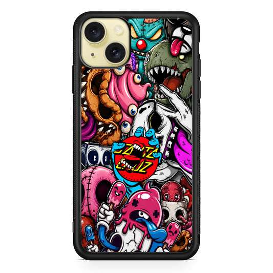 Santa Cruz Skateboard Nightmare iPhone 15 Plus Case | Slim Rubber Case for iPhone 15 Plus