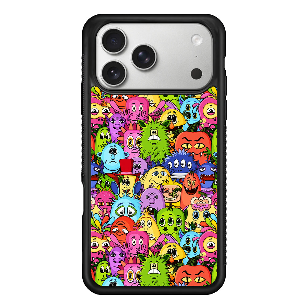 Monster Alien Cartoon Doodle iPhone 17 Pro Case | Slim Rubber Case for iPhone 17 Pro