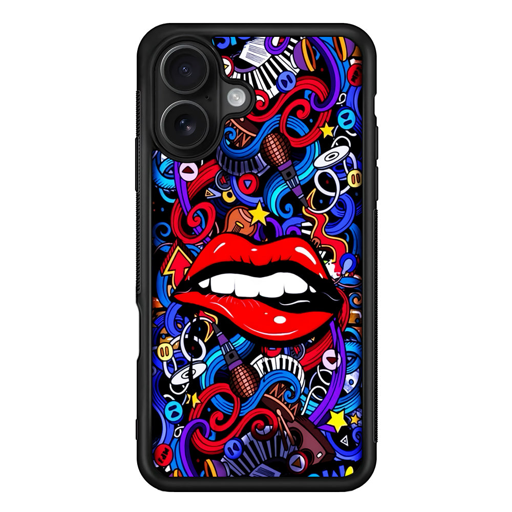 Lips Love Music Graffiti iPhone 16 Case - Oxvistore