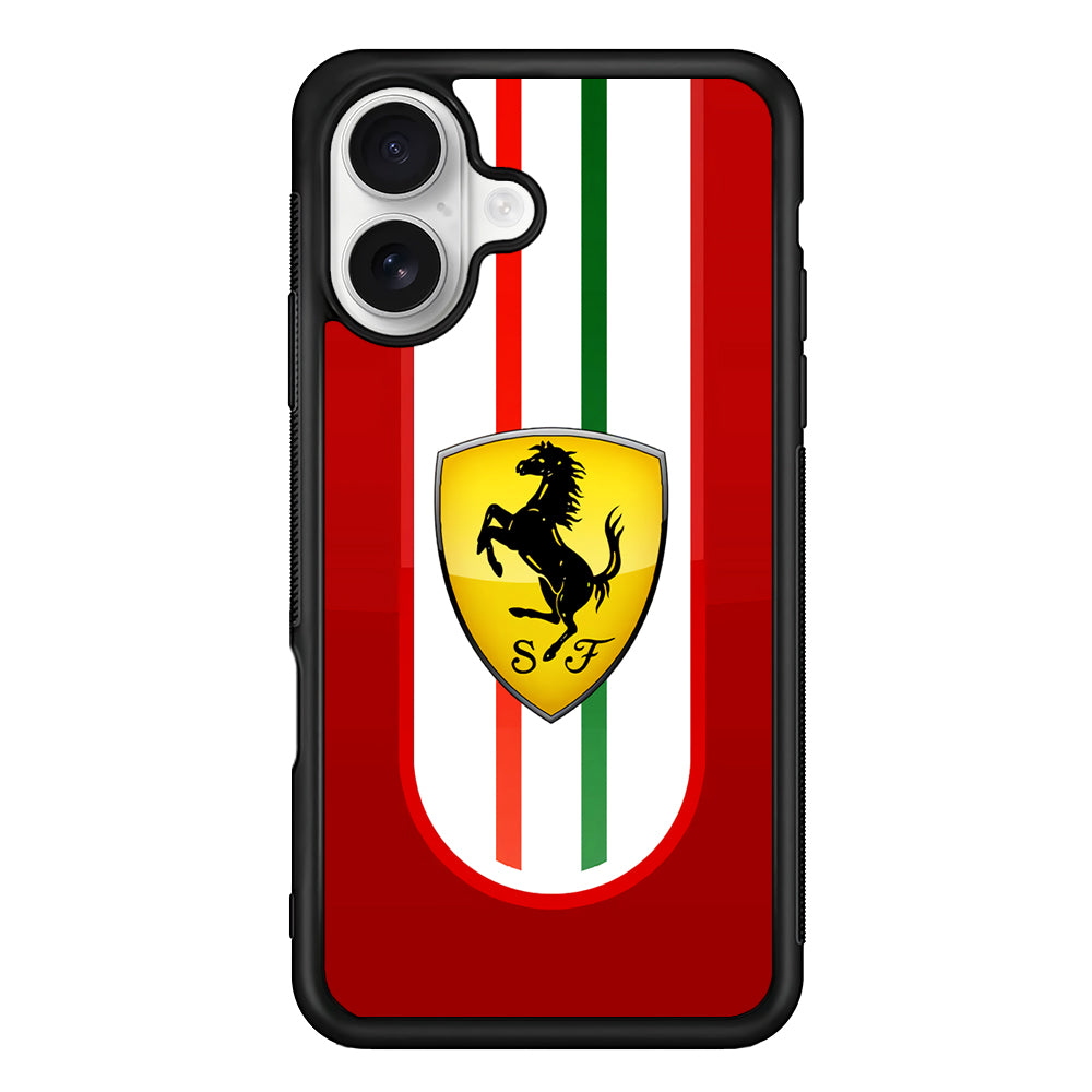 Ferrari Logo Red iPhone 16 Plus Case | Slim Rubber Case for iPhone 16 Plus