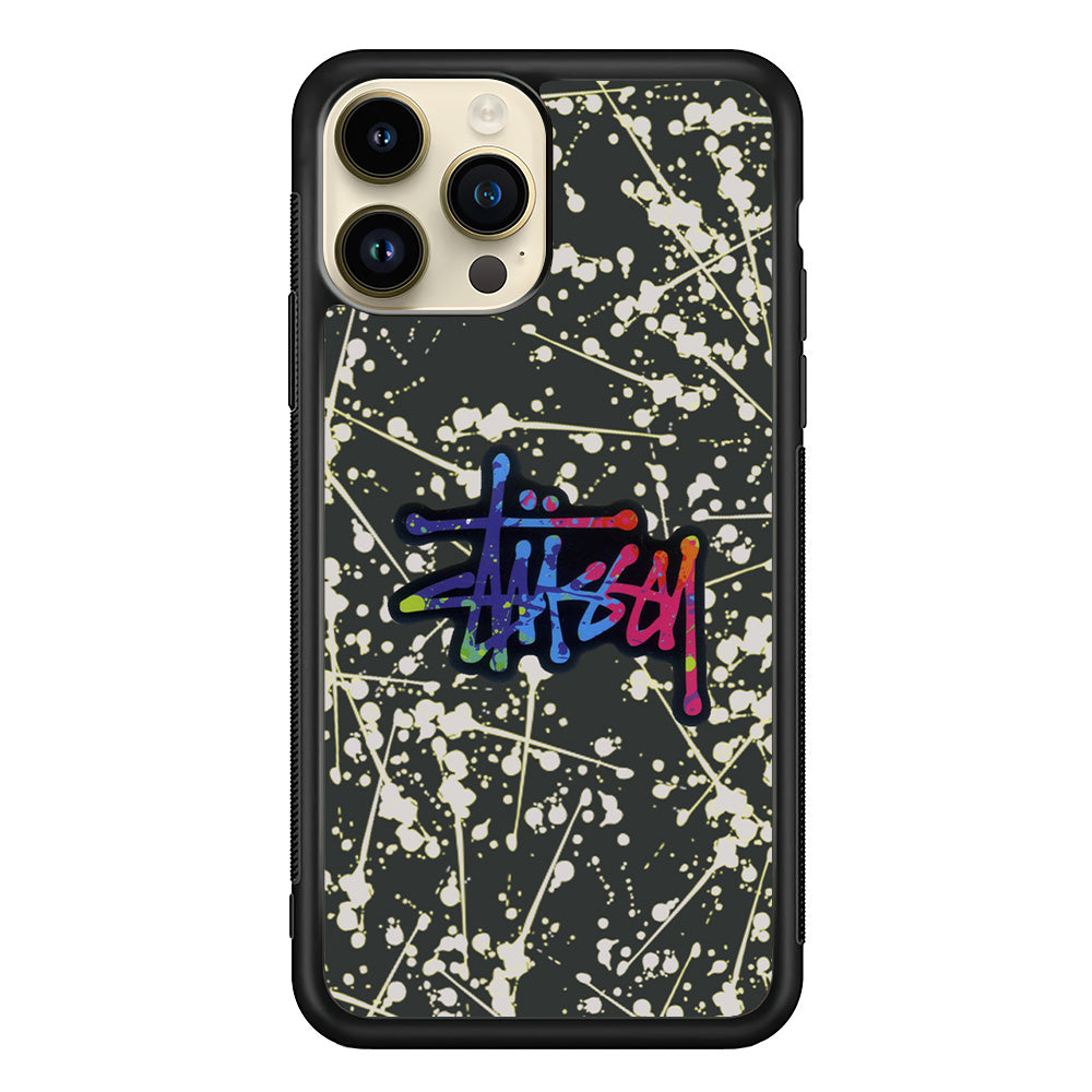 Stussy Splash Grey iPhone 14 Pro Case | Slim Rubber Case for iPhone 14 Pro