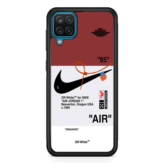 Off White x Nike Air Jordan Red Samsung Galaxy A12 Case | Slim Rubber Case for Samsung Galaxy A12