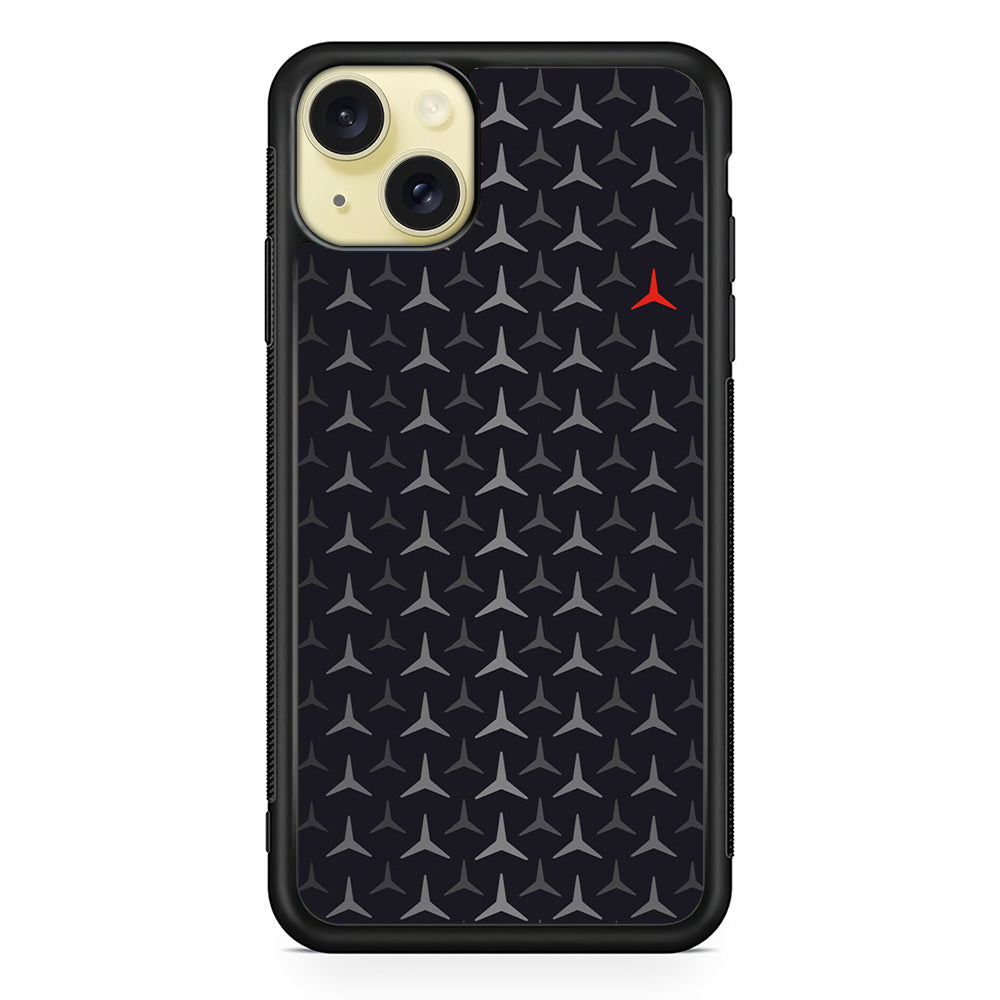 Mercedes-Benz Logos Pattern iPhone 15 Plus Case | Slim Rubber Case for iPhone 15 Plus