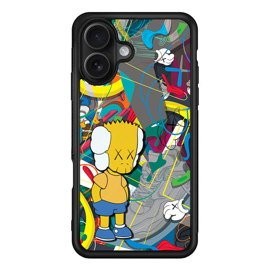 Kaws Doodle Bart Cover iPhone 16 Case | Slim Rubber Case for iPhone 16