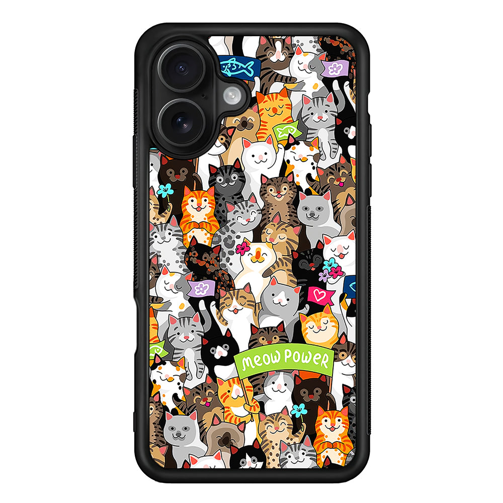 Cute Cats Meow Power iPhone 16 Case - Oxvistore