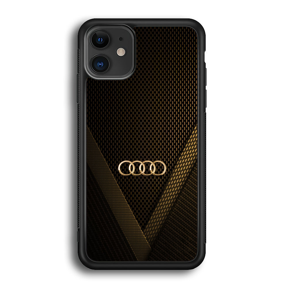 Audi Logo Gold Against a Dark iPhone 12 Case | Slim Rubber Case for iPhone 12