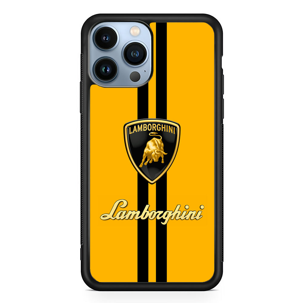 Lamborghini Logo Yellow iPhone 15 Pro Max Case | Slim Rubber Case for iPhone 15 Pro Max