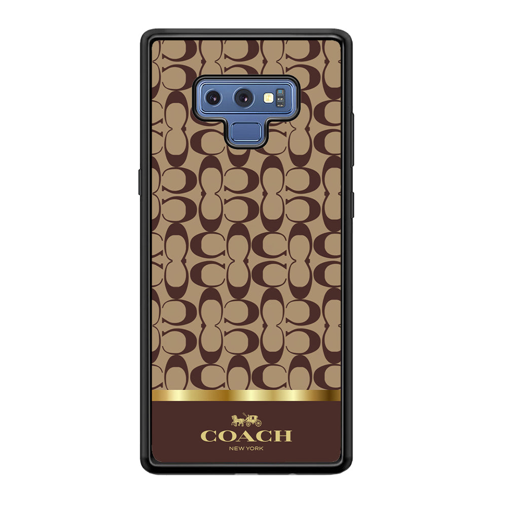 Coach Brown Gold Line Samsung Galaxy Note 9 Case | Slim Rubber Case for Samsung Galaxy Note 9