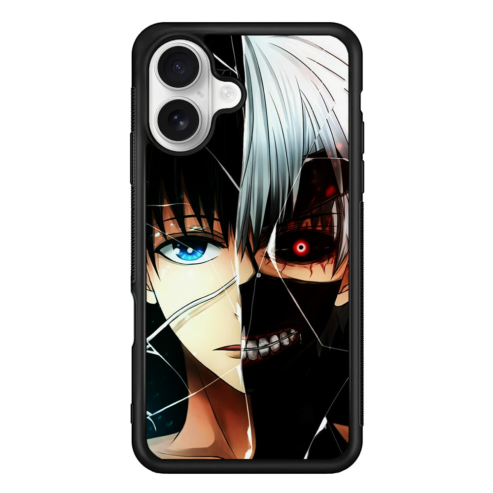 Ken Kaneki Tokyo Ghoul Face iPhone 16 Plus Case | Durable Protective Rubber Cover