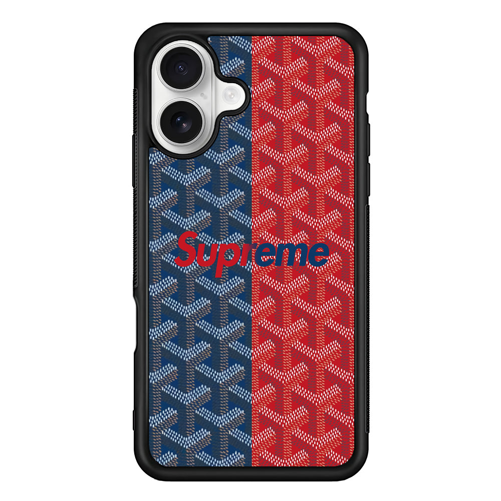 Supreme Blue Red Pattern iPhone 16 Plus Case | Slim Rubber Case for iPhone 16 Plus
