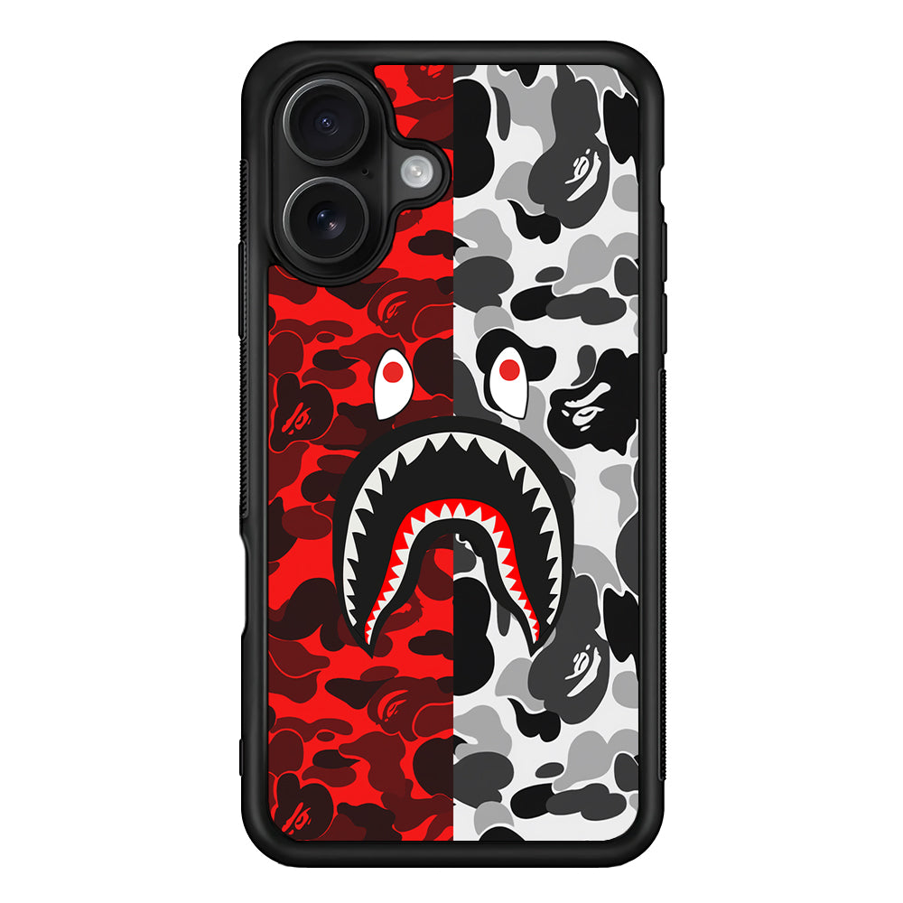 Bape Red Black Camo iPhone 16 Case | Slim Rubber Case for iPhone 16