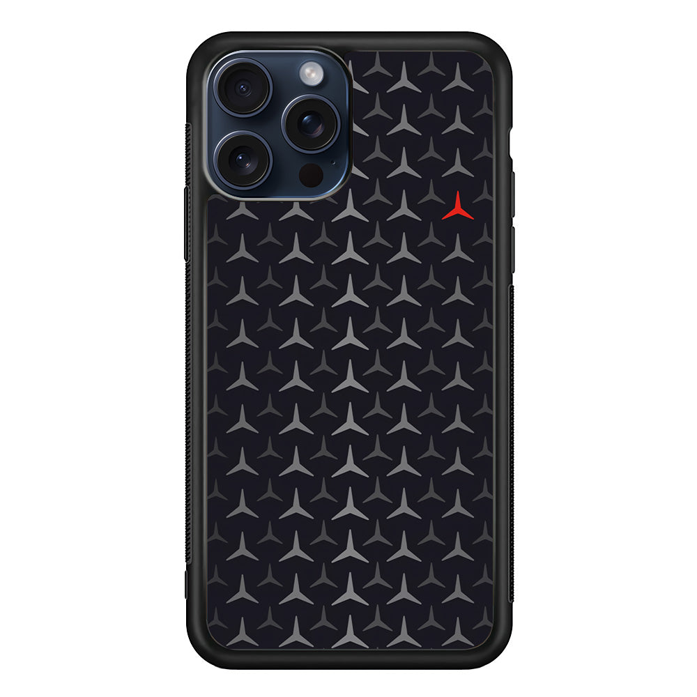 Mercedes-Benz Logos Pattern iPhone 15 Pro Max Case | Slim Rubber Case for iPhone 15 Pro Max
