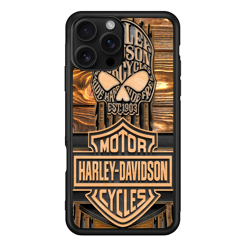 Harley Davidson Wooden Skull iPhone 16 Pro Case - Stylish Protective Cover for iPhone 16 Pro