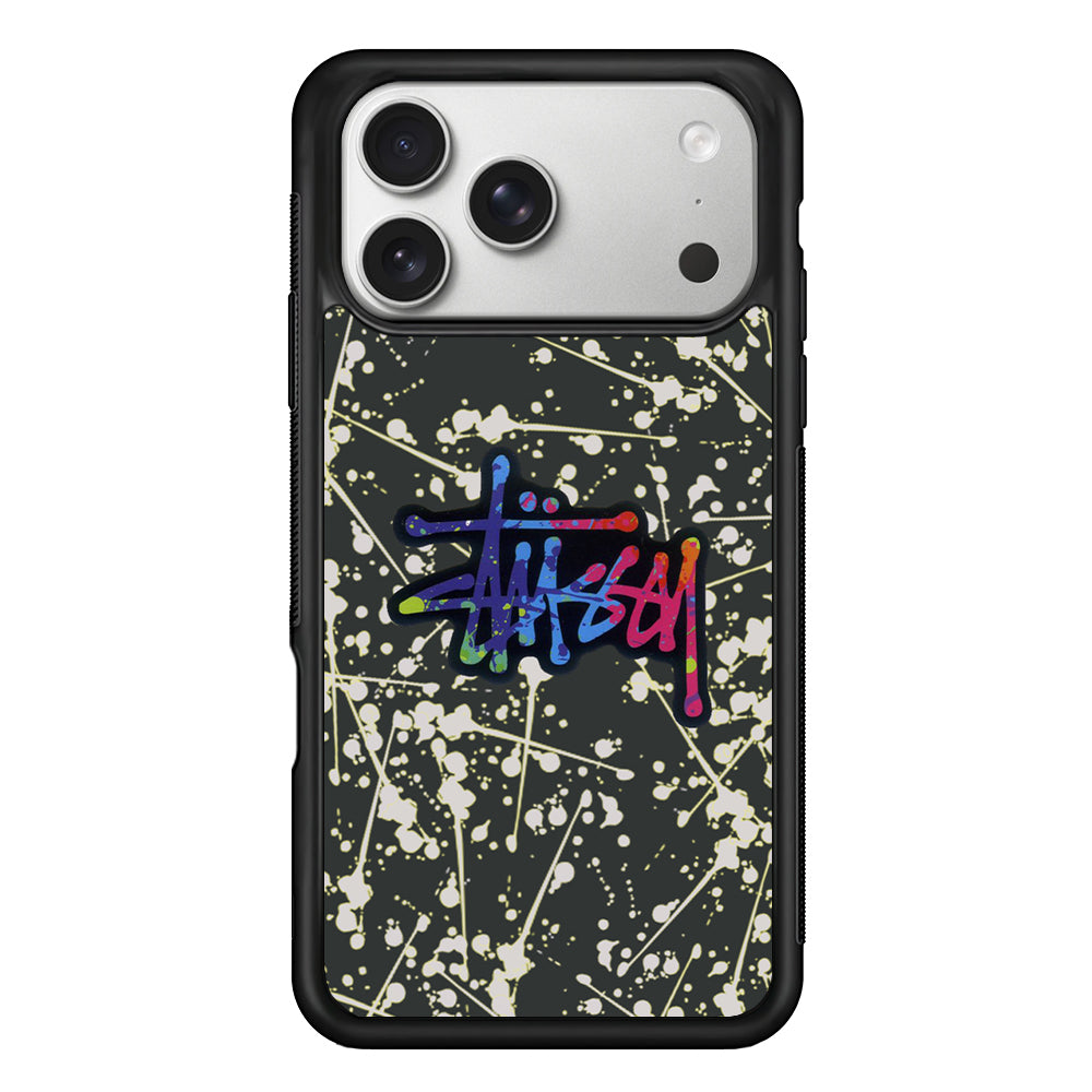 Stussy Splash Grey iPhone 17 Pro Case | Slim Rubber Case for iPhone 17 Pro