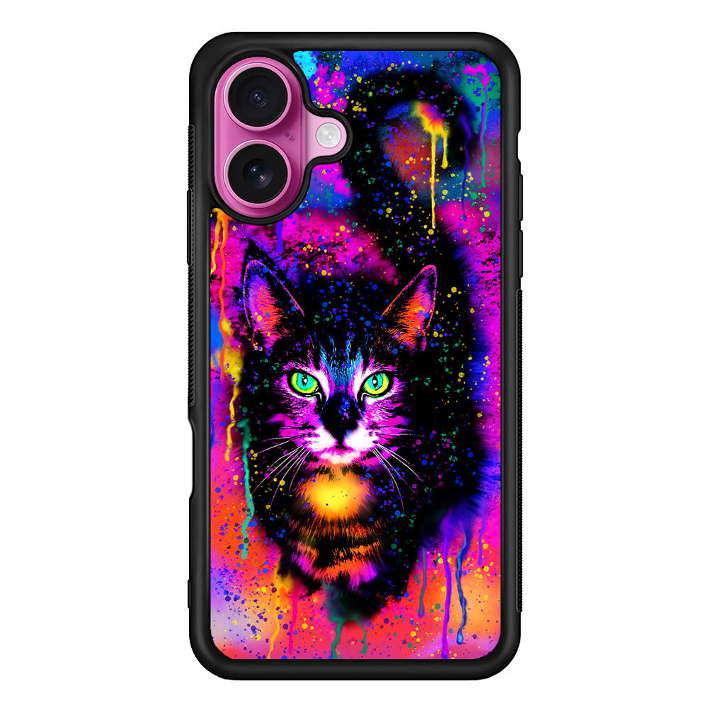 Cute Rainbow Cat Painting iPhone 17 Case | Slim Protective Rubber Phone Cover