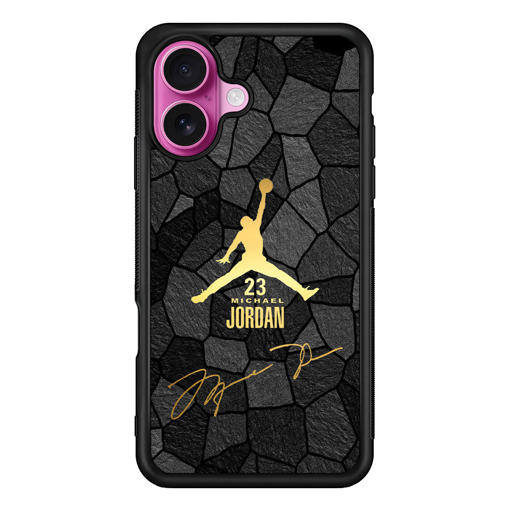 Air Jordan Golden Silhouette iPhone 17 Case - Slim Rubber Case for iPhone 17
