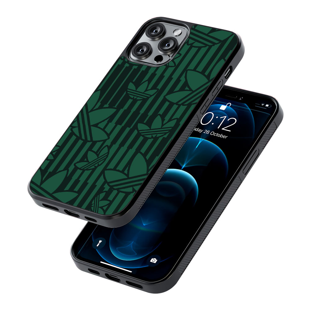 Adidas Dark Green Pattern 2D Rubber Phone Case | Slim Protective Phone Case