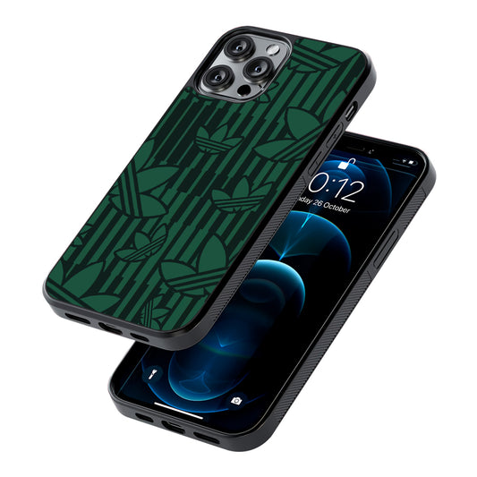 Adidas Dark Green Pattern 2D Rubber Phone Case | Slim Protective Phone Case