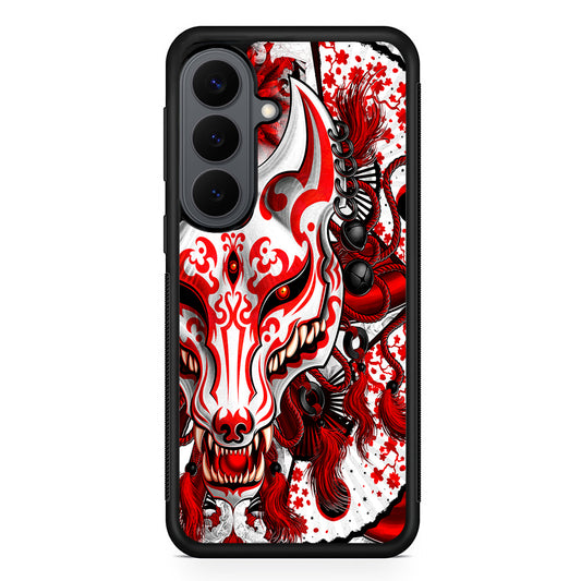Kitsune Fox Mask Bloody White Samsung Galaxy S26 Plus Case | Slim Rubber Case for Samsung Galaxy S26 Plus