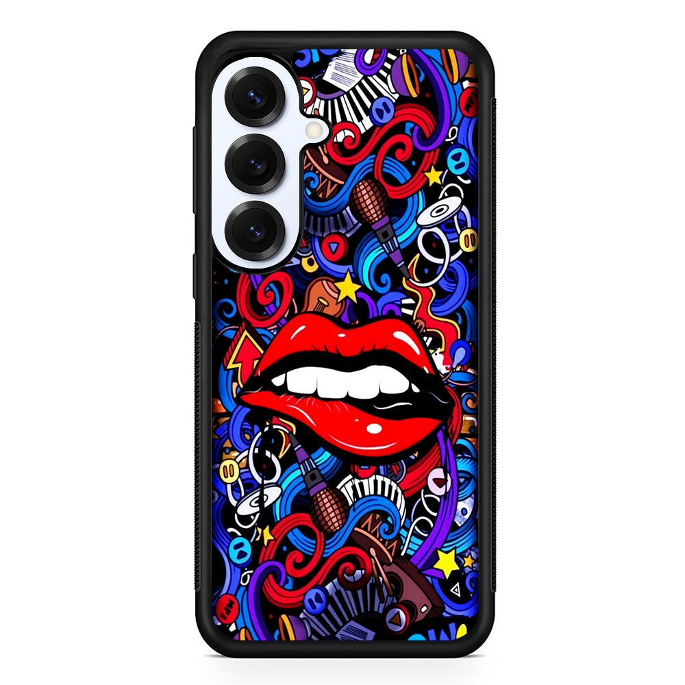 Lips Love Music Graffiti Samsung Galaxy S25 Plus Case | Slim Rubber Cover for Samsung Galaxy S25 Plus