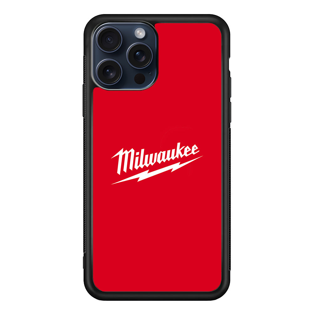 Milwaukee Tool Red Background iPhone 15 Pro Max Case | Slim Rubber Case for iPhone 15 Pro Max