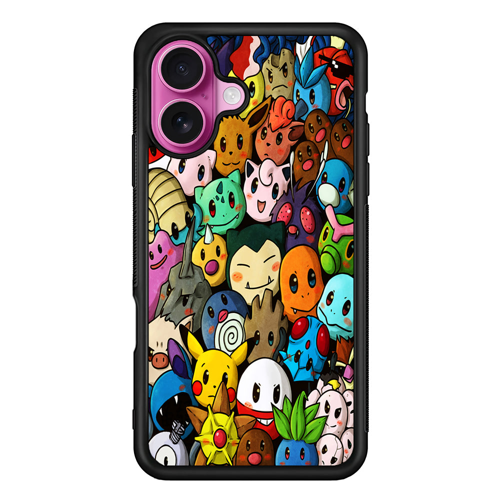 Bunch of Cute Pokemon iPhone 17 Case | Slim Protective Rubber Phone Cover