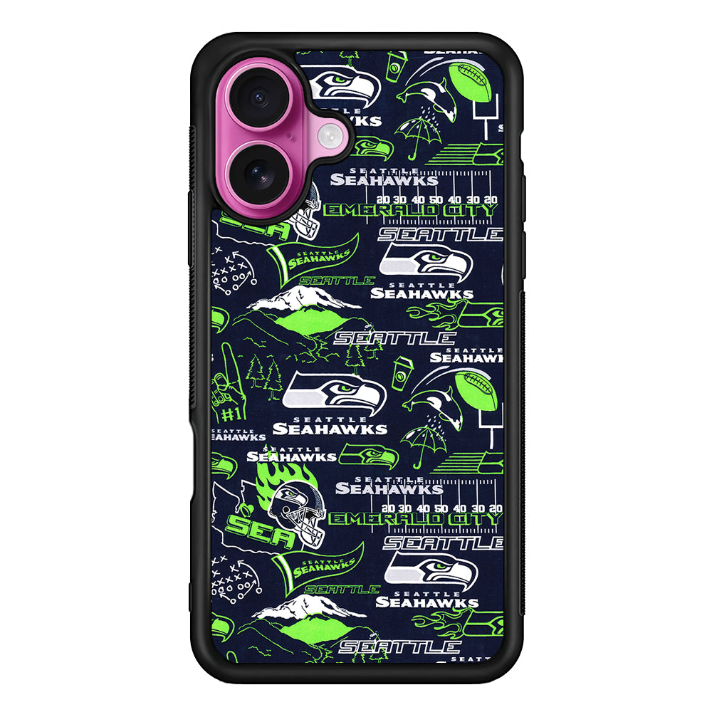 Seattle Seahawks Pattern iPhone 17 Case | Slim Protective Rubber Phone Cover