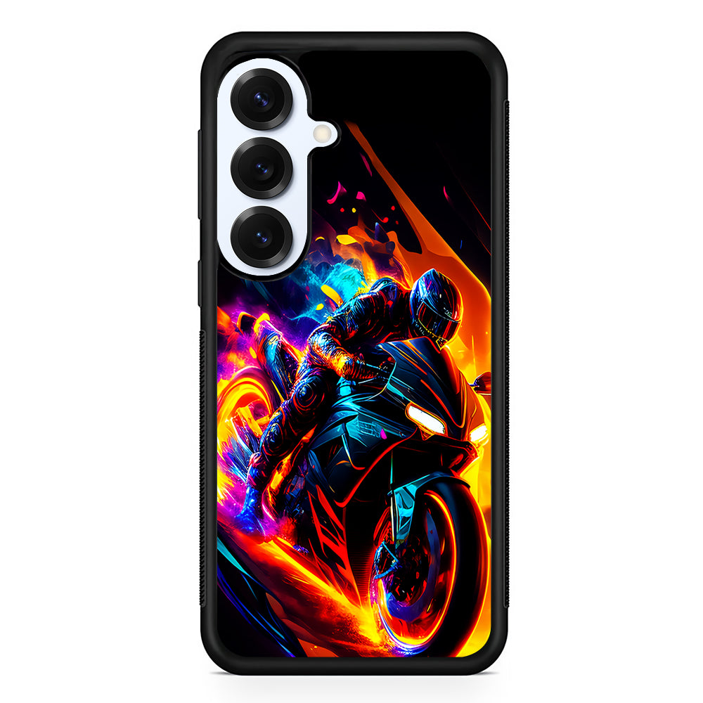 The Neon Cyber Ride Motorbike Samsung Galaxy S25 Plus Case | Slim Rubber Cover for Samsung Galaxy S25 Plus