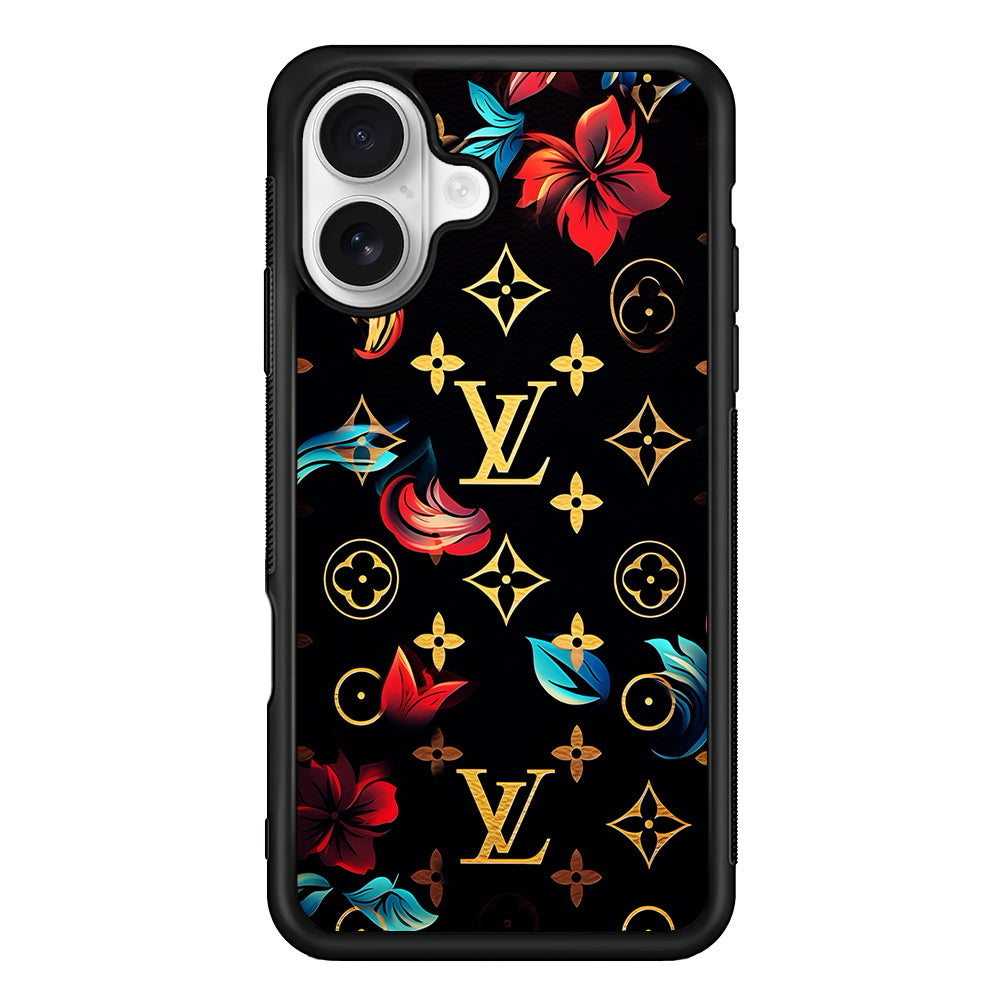 Louis Vuitton Flowers Design iPhone 16 Plus Case | Slim Rubber Case for iPhone 16 Plus