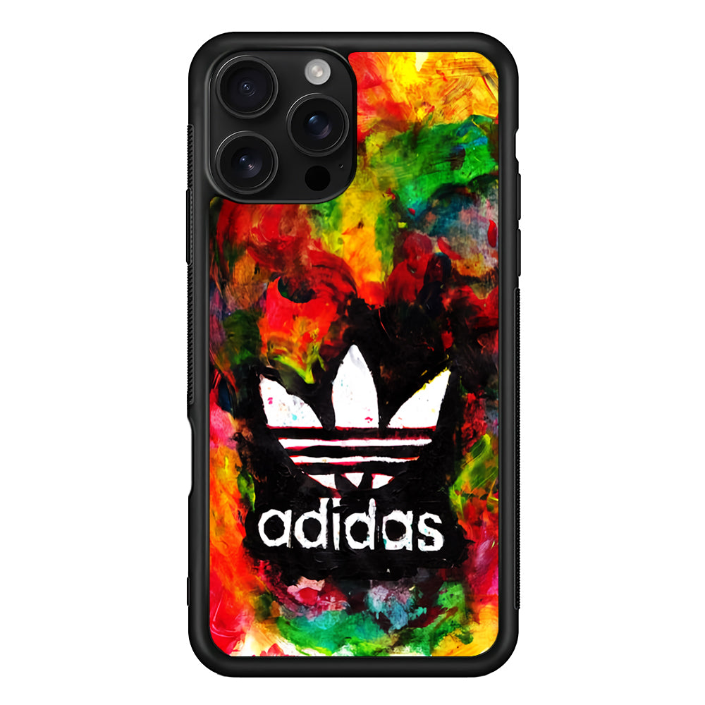 Adidas Logo Colorful Painting iPhone 16 Pro Case - Stylish Protective Cover for iPhone 16 Pro
