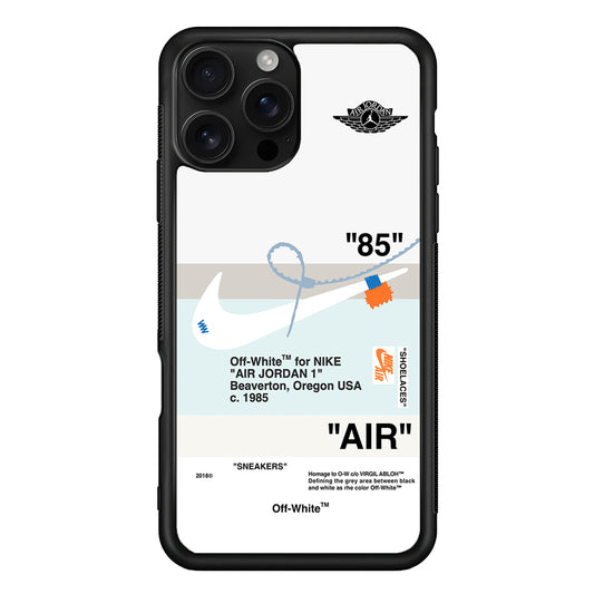 Off White x Nike Air Jordan Natural iPhone 16 Pro Case | Slim Rubber Case for iPhone 16 Pro