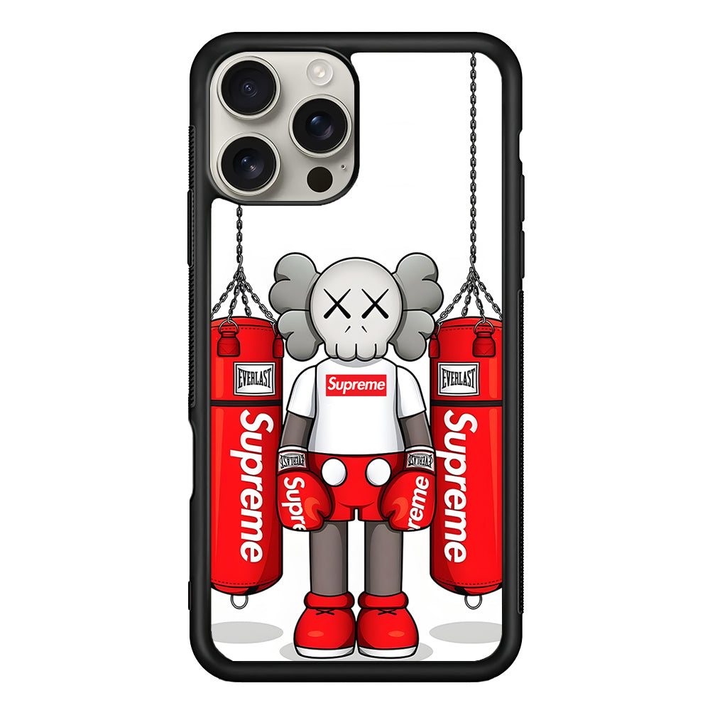 Kaws X Supreme Boxing Hypebeast iPhone 16 Pro Max Case | Slim Rubber Case for iPhone 16 Pro Max