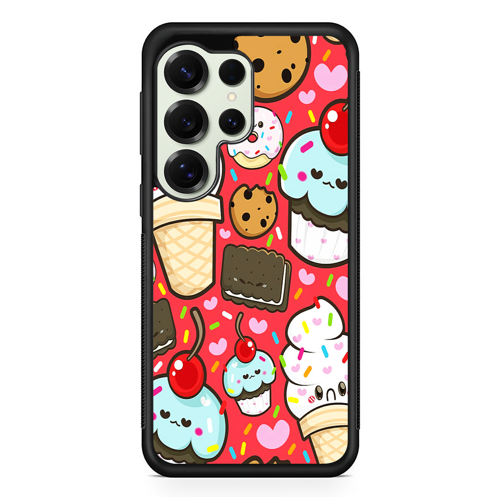 Cute Desserts Cupcake Samsung Galaxy S25 Ultra Case | Durable Rubber Case for Samsung Galaxy S25 Ultra