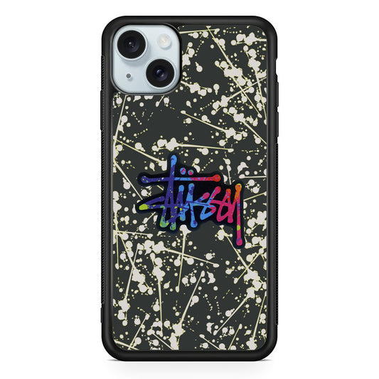 Stussy Splash Grey iPhone 14 Case | Slim Rubber Case for iPhone 14