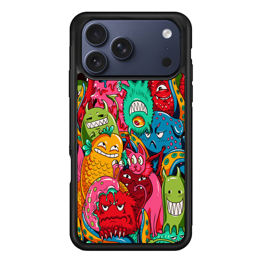 The Cute Monster Gathering Doodle iPhone 17 Pro Max Case | Slim Protective Cover for iPhone 17 Pro Max