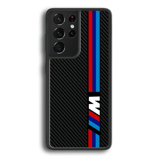 BMW M Carbon Tricolor Stripes Samsung Galaxy S23 Ultra Case | Slim Rubber Case for Samsung Galaxy S23 Ultra