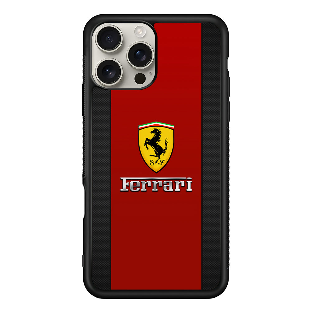 Ferrari Luxury Car Stripe Logo iPhone 16 Pro Max Case | Slim Rubber Case for iPhone 16 Pro Max
