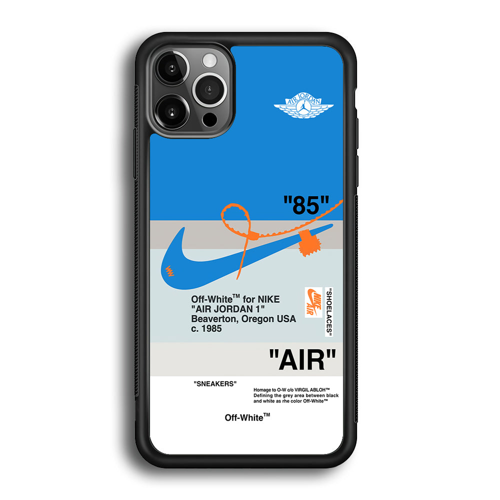 Off White x Nike Air Jordan Blue iPhone 12 Pro Max Case | Slim Rubber Case for iPhone 12 Pro Max