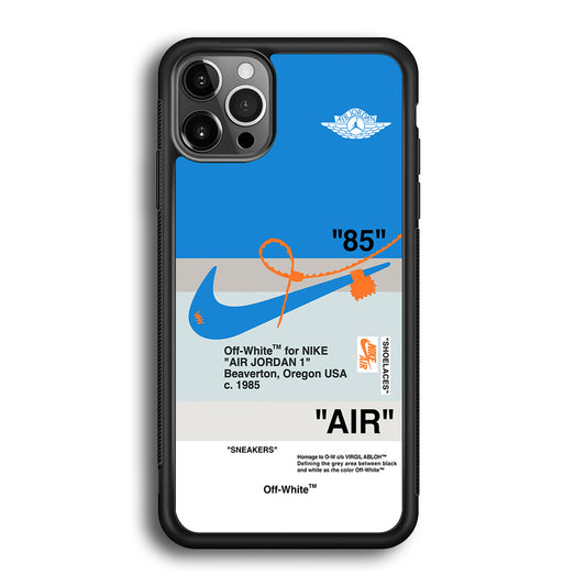 Off White x Nike Air Jordan Blue iPhone 12 Pro Max Case | Slim Rubber Case for iPhone 12 Pro Max