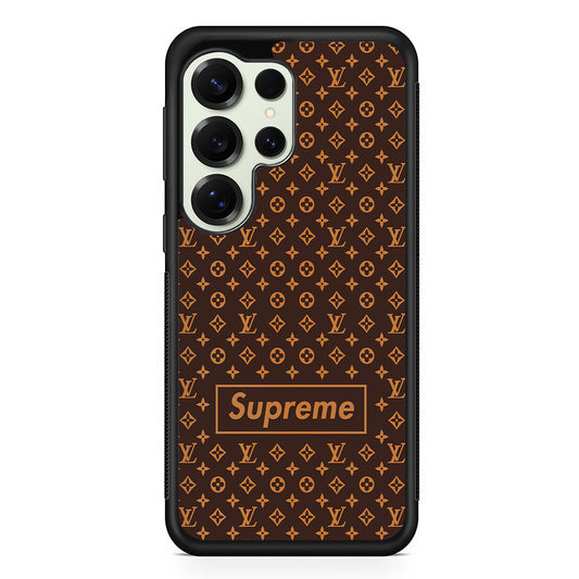 Louis Vuitton X Supreme Brown Background Samsung Galaxy S25 Ultra Case | Slim Rubber Case for Samsung Galaxy S25 Ultra