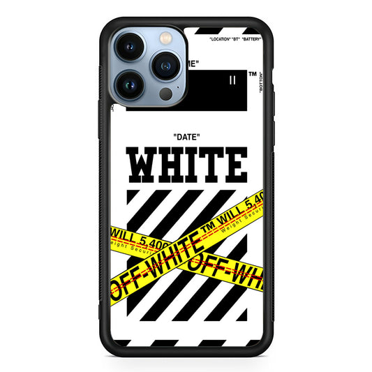 Off White Warning Line iPhone 15 Pro Max Case | Slim Rubber Case for iPhone 15 Pro Max