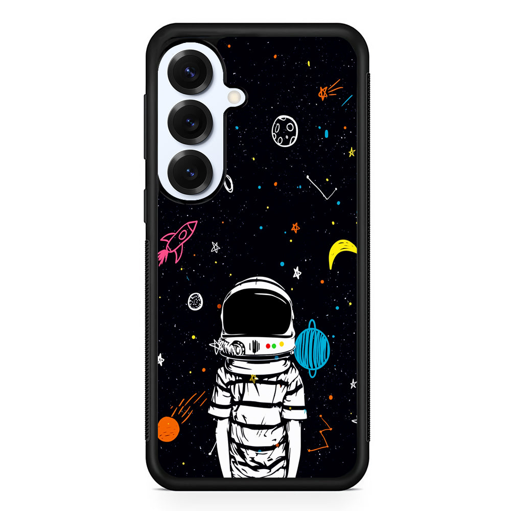 Astronaut Standing in Space Samsung Galaxy S25 Plus Case | Slim Rubber Cover for Samsung Galaxy S25 Plus