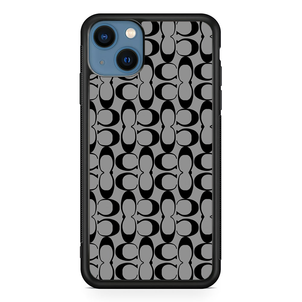 Coach Black Grey iPhone 15 Case | Slim Rubber Case for iPhone 15