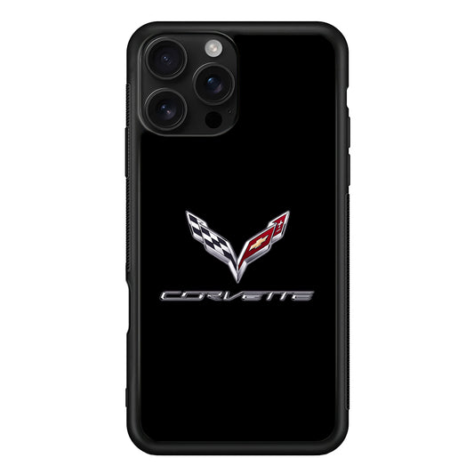 Chevrolet Corvette Logo Black iPhone 16 Pro Case | Slim Rubber Case for iPhone 16 Pro