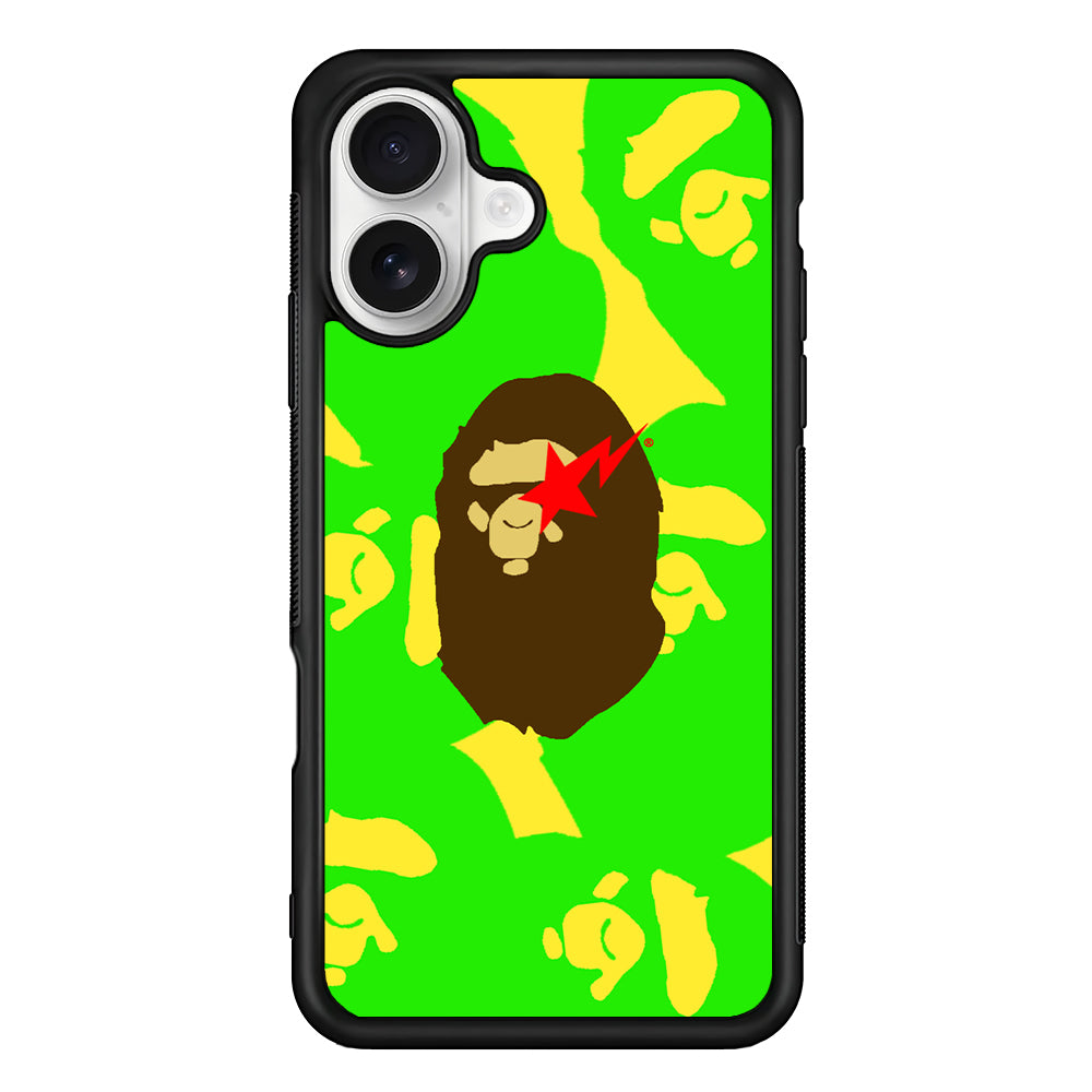 Bape Green Screen iPhone 16 Plus Case | Slim Rubber Case for iPhone 16 Plus