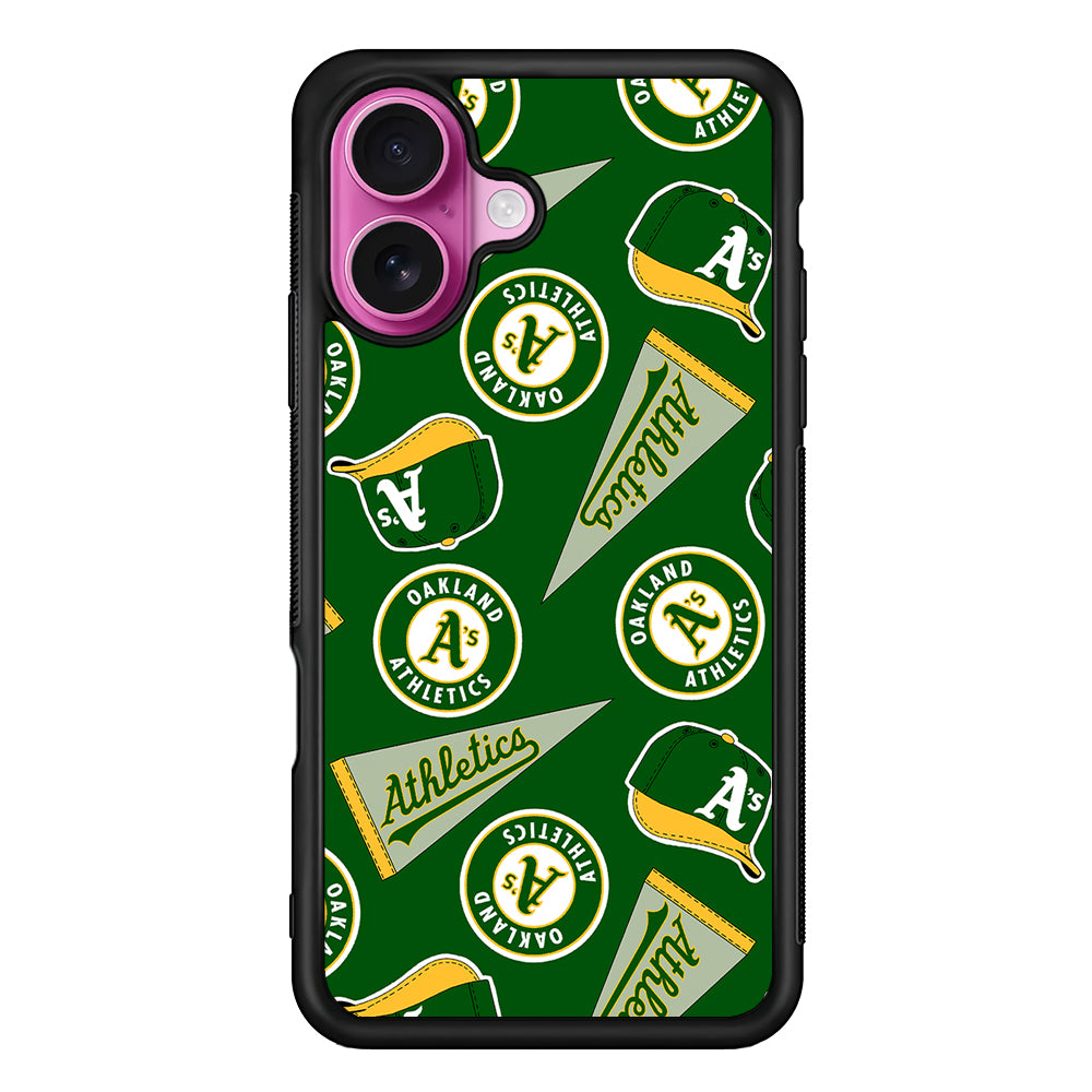 Oakland Athletics Pattern iPhone 17 Case | Slim Protective Rubber Phone Cover