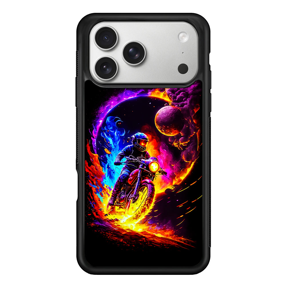 Adventure Motorcycle Space iPhone 17 Pro Case | Slim Rubber Case for iPhone 17 Pro