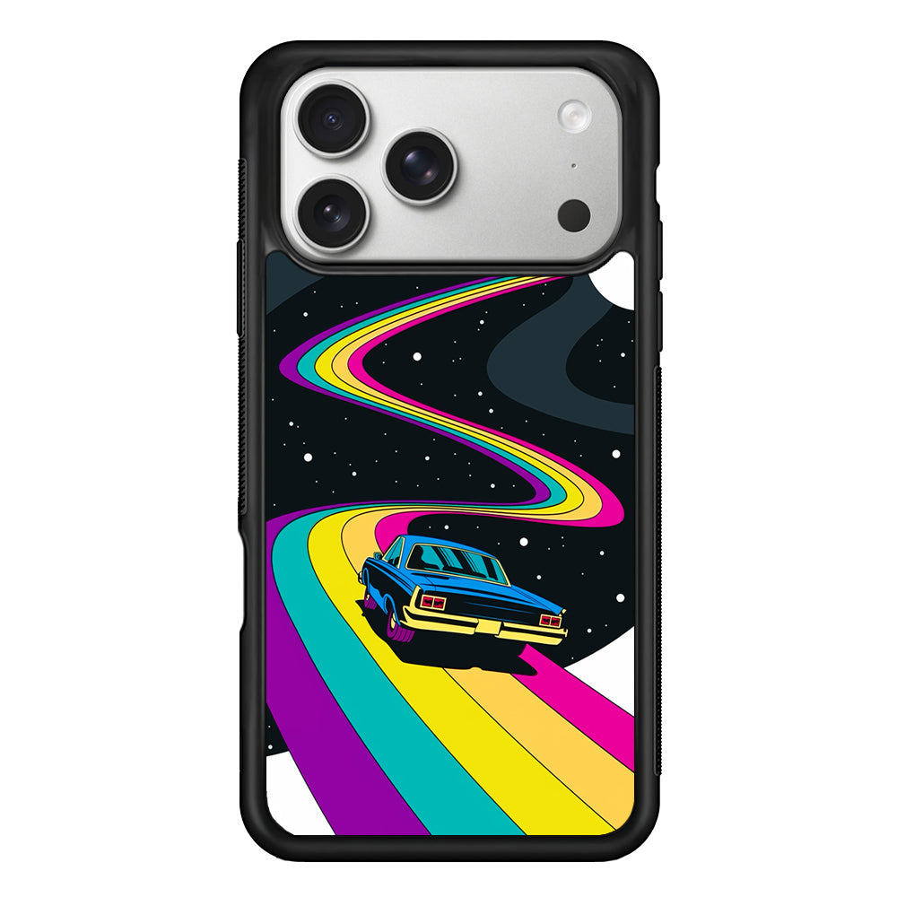 Travel with a Retro Car Space iPhone 17 Pro Case | Slim Rubber Case for iPhone 17 Pro